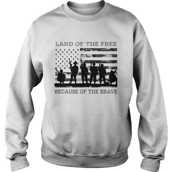 Tops - Veteran Land Of The Free Because Of The Brave American Flag Sweatshirt